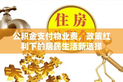 天涯公积金支付物业费，政策红利下的居民生活新选择